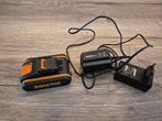 Worx tools 20V accu + lader, Ophalen of Verzenden, Gebruikt