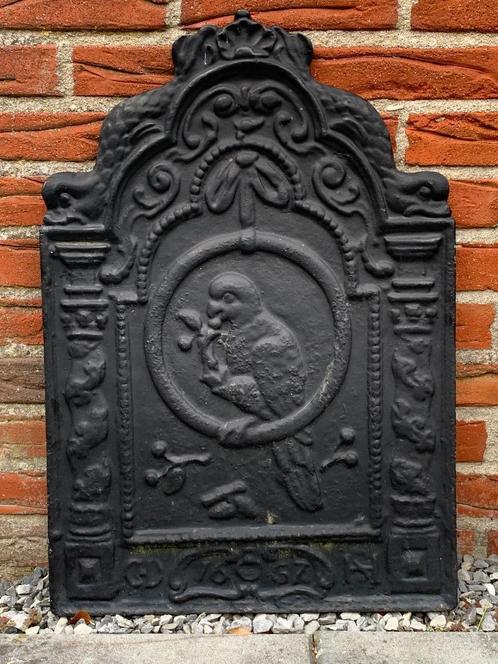 Haardplaat " Papegaai ", Antiek en Kunst, Curiosa en Brocante, Ophalen