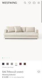 GEZOCHT - Westwing Tribeca Bank Beige 3-zits, Huis en Inrichting, Banken | Bankstellen, Ophalen, Driepersoons, 75 tot 100 cm, Rechte bank