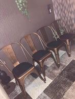 4 metalen eetkamerstoelen met zwarte magneet zitkussens, Ophalen, Overige kleuren, Zo goed als nieuw, Vier