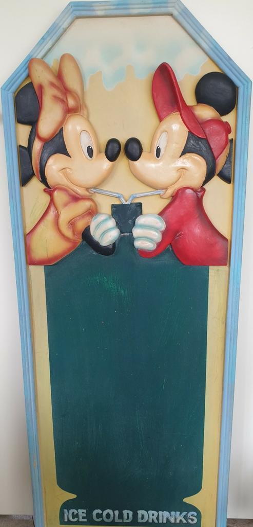 Houten Reclamebord / Krijtbord Mickey & Minnie Mouse Disney, Verzamelen, Disney, Gebruikt, Beeldje of Figuurtje, Mickey Mouse