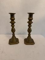 Antieke Messing Kandelaars - Set van 2, Antiek en Kunst, Ophalen of Verzenden, Koper of Brons
