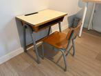 Vintage schoolbankje met stoel, Kinderen en Baby's, Kinderkamer | Tafels en Stoelen, Ophalen, Gebruikt, Tafel(s) en Stoel(en)