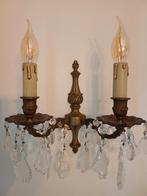 2 Lusters Wandlampen Franse brocante  messing glas, Antiek en Kunst, Ophalen of Verzenden