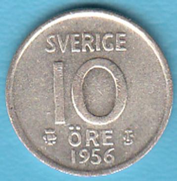 Zweden 10 öre 1956 TS zilver, KM# 823 in munthouder  beschikbaar voor biedingen