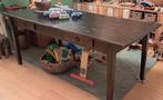 Donker houten grote stevige Eettafel 200/88▪️ 2 Laatjes, Ophalen, Gebruikt, 200 cm of meer, 50 tot 100 cm