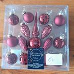 Bordeaux rode mini kerstballen met piek van Decoris, Diversen, Kerst, Ophalen of Verzenden, Nieuw