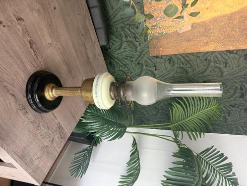 Antieke olielamp – Messing & glas – Klassiek decoratief stuk, Antiek en Kunst, Antiek | Koper en Brons, Brons, Ophalen of Verzenden