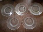 5 oude glazen bordjes, Antiek en Kunst, Ophalen of Verzenden