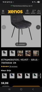 Velvet Eetkamerstoelen - Grijs - 4 stuks, Huis en Inrichting, Stoelen, Ophalen of Verzenden, Gebruikt, Grijs