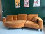Stoffen bank met divan ronding + 1,5 zits cognac kleur, Huis en Inrichting, Ophalen, Hoekbank, Stof