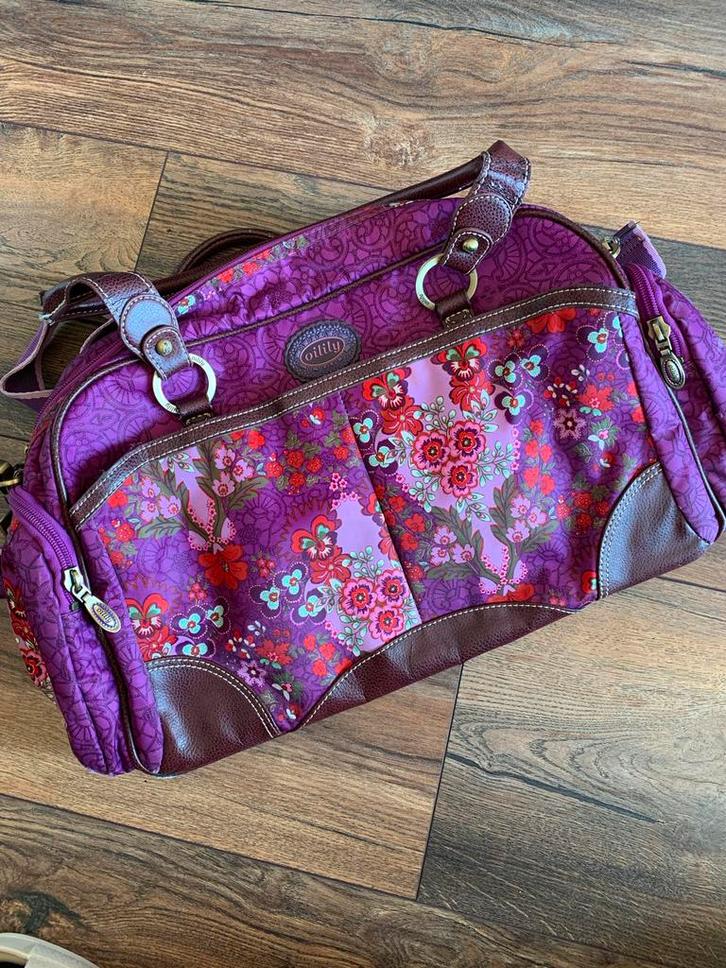Oilily Tas met rits vakken en schouderband, Sieraden, Tassen en Uiterlijk, Tassen | Damestassen, Gebruikt, Handtas, Paars, Ophalen of Verzenden