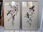 Set grote vintage Borduurwerken Vogels uit  1960, Antiek en Kunst, Antiek | Kleden en Textiel, Ophalen