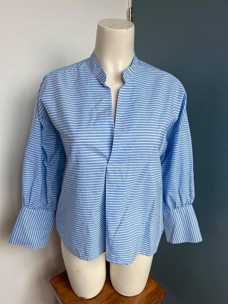 Le grand sud blauw wit gestreepte blouse 40 katoen, Kleding | Dames, Blouses en Tunieken, Zo goed als nieuw, Maat 38/40 (M), Blauw