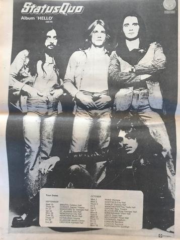 Paginagrote A3 advertentie STATUS QUO Hello tour beschikbaar voor biedingen