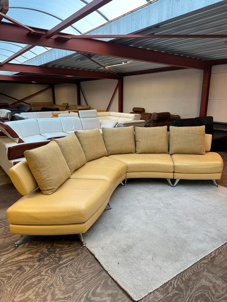 Design leren hoekbank leer Rolf Benz 222 Z.G.A.N., Huis en Inrichting, Banken | Voetenbanken en Poefen, Zo goed als nieuw, 125 cm of meer
