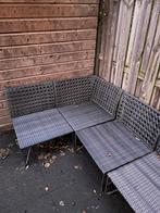 Ikea buitenbank met kussens - kan nog prima mee!, Tuin en Terras, Ophalen, 4 zitplaatsen, Kunststof, Gebruikt