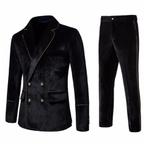 Heren zwart fluwelen kostuum pak blazer colbert pantalon, Verzenden, Nieuw, Zwart