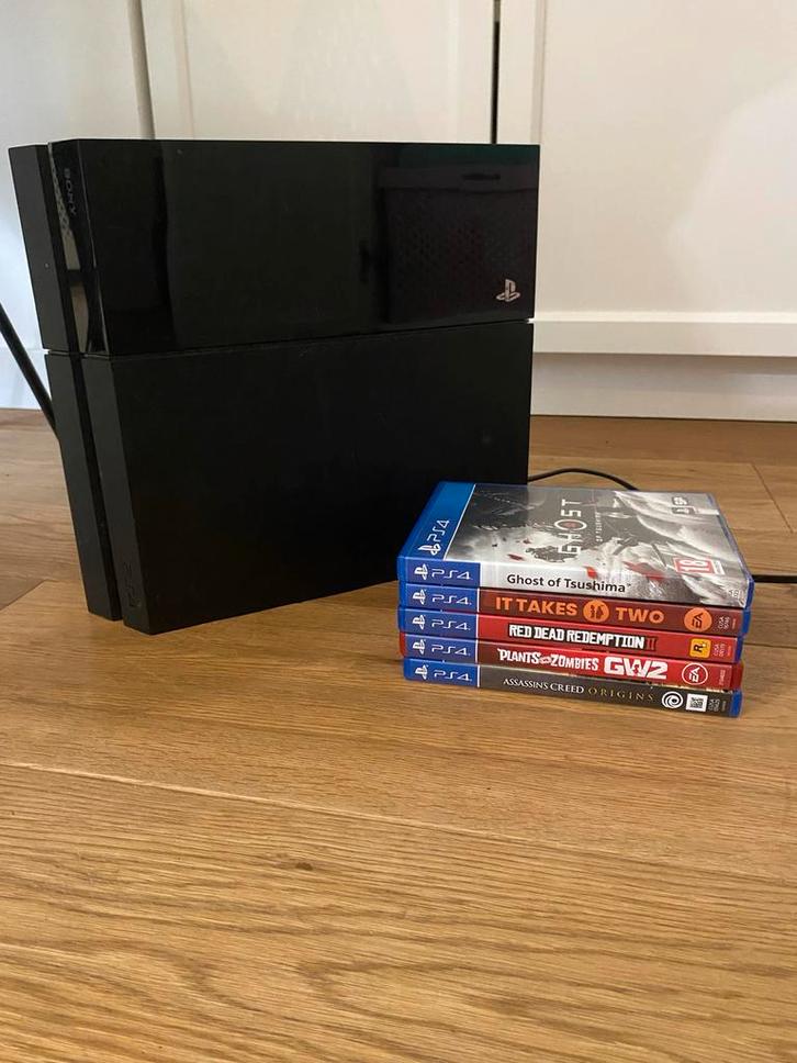 PS4 (CUH-1004A) 500GB + 5 Games!, Spelcomputers en Games, Spelcomputers | Sony PlayStation 4, Gebruikt, Original, 500 GB, Zonder controller