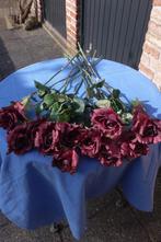 11 lange bordeaux rode kunst rozen, Kunst rozen, Gebruikt, Ophalen of Verzenden