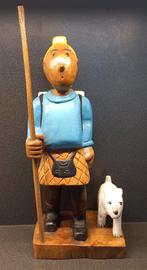 Houten beeld van KUIFJE en BOBBIE - Uniek  enige exemplaar, Verzamelen, Ophalen of Verzenden, Kuifje, Nieuw, Beeldje of Figuurtje