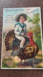 Mooie reliëfkaart. Jongen in matrozenpakje op kalkoen, Verzamelen, Ansichtkaarten | Themakaarten, Ophalen of Verzenden, Voor 1920