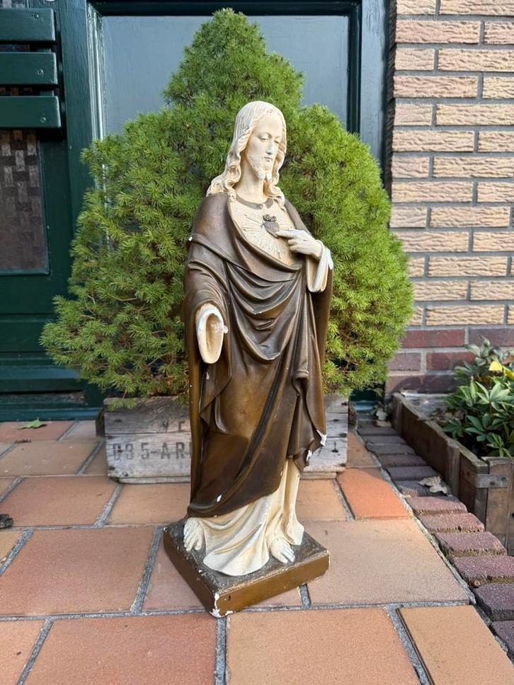 Oud heilig hart beeld jezus christus devotie katholiek god, Antiek en Kunst, Antiek | Religie, Ophalen