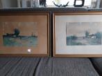 2 oude aquarellen...boerderij met boerin J.H Doeleman 1880., Ophalen of Verzenden