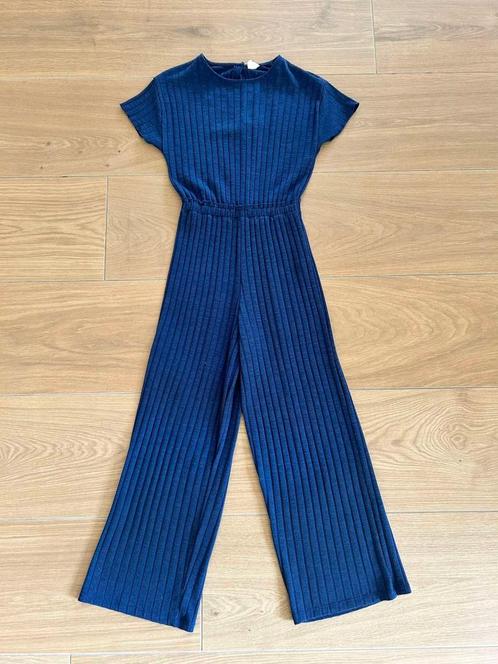 Blauwe jumpsuit met brede pijpen van Zara maat 152, Kinderen en Baby's, Kinderkleding | Maat 152, Zo goed als nieuw, Meisje, Broek