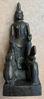 Bronzen Boeddhabeeldje met olifant en aap, Ophalen of Verzenden