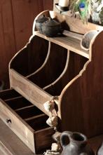 Gruttersbak teak XL met lade, grutterskast, voorraadbak, Huis en Inrichting, Www.jufbrocante.nl, Www.jufbrocante.nl, Nieuw, Ophalen of Verzenden