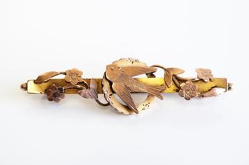 Victoriaanse gouden broche met Zwaluw beschikbaar voor biedingen