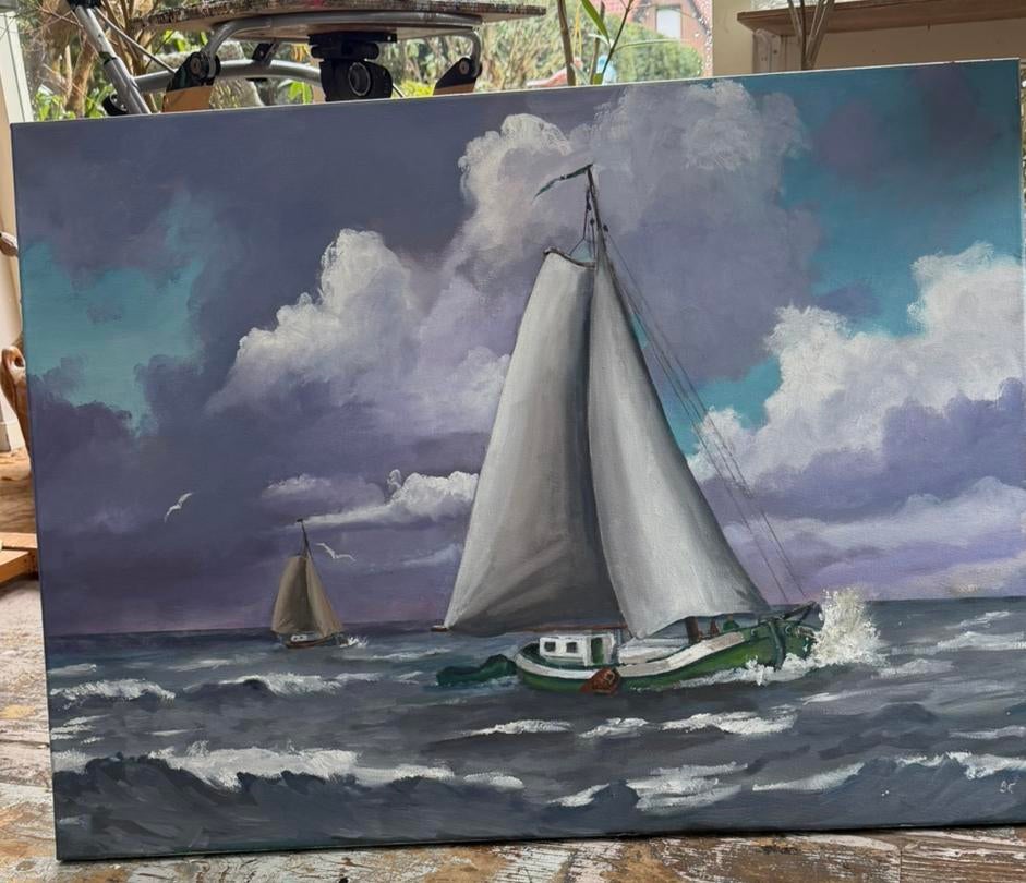 Zeilschip, Antiek en Kunst, Kunst | Schilderijen | Klassiek, Ophalen of Verzenden