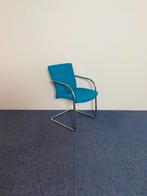 6 x Vergaderstoel Vepa, blauwe stof, chroom onderstel, Ophalen, Gebruikt, Blauw, Stof