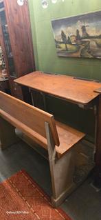 Antieke Schoolbank - Volwassen formaat met Inktpotjes, Antiek en Kunst, Antiek | Meubels | Stoelen en Banken, Ophalen