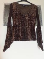 Zgan. Prachtige velvet Ibiza bohemian stijl top. Xs 34 / 36., Bruin, Verzenden, Zo goed als nieuw, Lange mouw