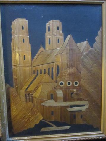 Byz. Raffia Kunst Afb. v/e Kerkgebouw Inform gevraagd beschikbaar voor biedingen