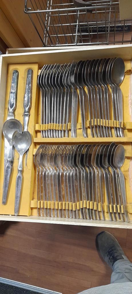 Verzilverd bestek cassette  jaren 70 gero elegance, Antiek en Kunst, Antiek | Bestek, Ophalen of Verzenden