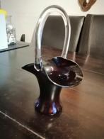 Rood glazen vaasje, 20cm hoog met handvat, Ophalen of Verzenden, Minder dan 50 cm, Rood, Glas