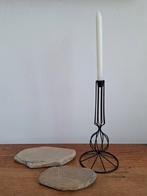 Zwart draadmetalen kandelaar voor dinerkaars, 25 tot 50 cm, Zwart, Ophalen of Verzenden, Zo goed als nieuw