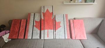 Canadese Vlag Canvas Kunst - 5 Panelen beschikbaar voor biedingen