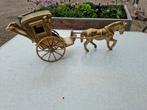 antiek messing groot beeld rijtuig met paard, Antiek en Kunst, Kunst | Beelden en Houtsnijwerken, Ophalen of Verzenden