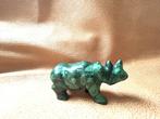 Malachiet Neushoorn Beeldje, 159 gr, 9 x 5 cm, beschermt je, Verzamelen, Beelden en Beeldjes, Ophalen of Verzenden, Nieuw, Dier