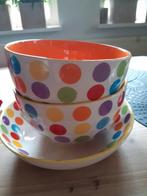 Servies Siaki : schaal + 2 kommen stippen polkadot samen:, Ophalen of Verzenden, Gebruikt, Overige stijlen, Kom(men)