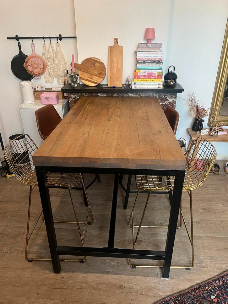 Bartafel met 4 Stoelen - Hoge Tafelset, Huis en Inrichting, Tafels | Eettafels, Zo goed als nieuw, 50 tot 100 cm, 100 tot 150 cm
