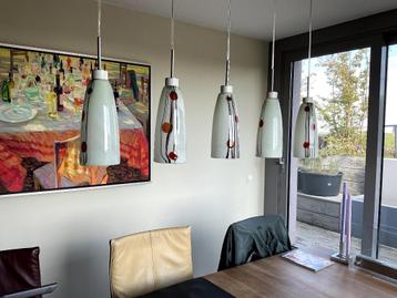 Hanglamp voor boven eettafel. Vijf glazen kelken. 115 cm beschikbaar voor biedingen