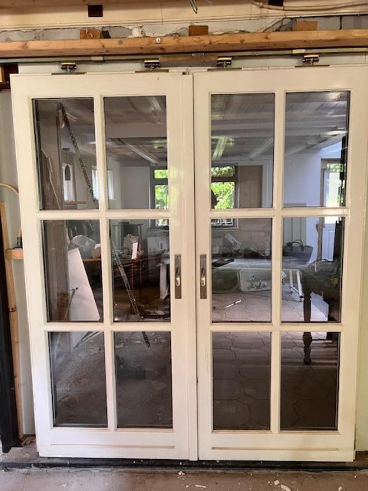 en suite deuren, Doe-het-zelf en Verbouw, Deuren en Horren, Gebruikt, Binnendeur, 200 tot 215 cm, 80 tot 100 cm, Glas, Schuifdeur
