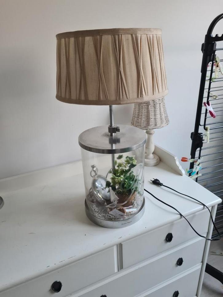 Unieke decoratieve lamp met planten, Huis en Inrichting, Lampen | Vloerlampen, Zo goed als nieuw, Minder dan 100 cm, Glas, Metaal