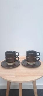 Vintage Gerzit koffiekopjes – set van 4 met 2 schotels, Ophalen of Verzenden