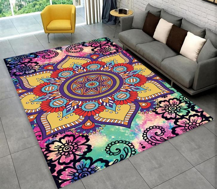 Bohemian Rechthoekig Vloerkleed 9 Tapijt Mandala India Hip, Huis en Inrichting, Stoffering | Tapijten en Kleden, Nieuw, 50 tot 100 cm